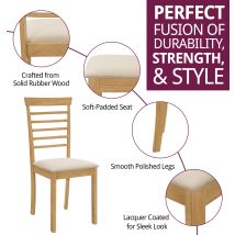 Hallowood Furniture - Ledbury Dining Chairs Set Of 2 With Ladder Back Design, Modern Solid Wooden Chairs With Warm Cream Fabric Seat Pad For Home, 
