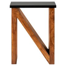 Womo-design - Mesa De Centro Neuss N-forma 60 Cm Madera Maciza Acacia Marrón Negro Diseño Tallado A Mano Decorativa Estilo Rústico Mesita Auxiliar De 