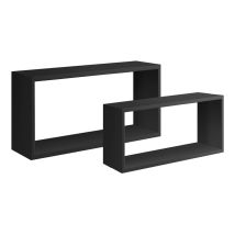 2er-set Wandregal Rechteckige Würfel, Modernes Regal Bislungo - Schwarz