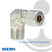 Gok - Schneidringverschraubung Typ Werk - 90° Winkel - Verschraubung Ø 12 Mm X R 1/2 Zoll Ag, Stahl Verzinkt, Schneidring Messing
