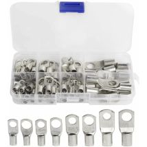 60 Electrical Connectors, Bolt Hole, Tinned Copper, Sc Crimp/solder Connectors For 6 M, 8 M, 10 M, 16 M, 25 M Cable, Silver