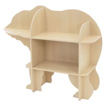Kinderregal 2 Ebenen, Bär, Natur, 110x 32x83 Cm, Spielzeugregal Holz Mit Offenen Regalen, Bücherregal Kinder Wandmontage, Wandregal Für Bücher Und 