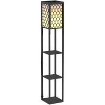 Lampadaire Étagère Lampe Étagère 26l X 26l X 160h Cm 4 Niveaux Mdf Noir Motif Nid D'Abeille