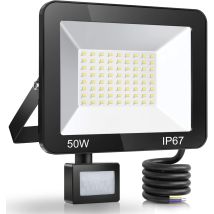Faretto Led Da Esterno 50w Con Sensore Di Movimento, Lampada Da Esterno Per Giardino, Patio, Ingresso, Faretto Led Impermeabile Ip67 Con Sensore, 