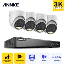 Annke - 3k Hd Security Camera System Kit Night Vision Built-in Mic 8mp 8ch Security Dvr Recorder Set 4camera