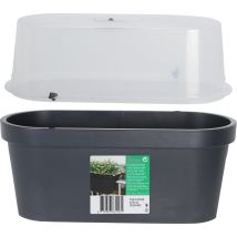 Mini serra vaso da fiori con coperchio – 60 x 28 x 25 cm – plastica – antracite – 1,2 kg – MULTISTORE 2002