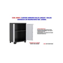 Kis - Curver Armario Bajo Linear 1 Balda 90x68x39 Cm Negro-gris 240865