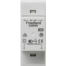 FRIEDLAND E3554N Klingeltransformator 8 V/AC 2 A – Aufputzmontage – Hutschienenmontage