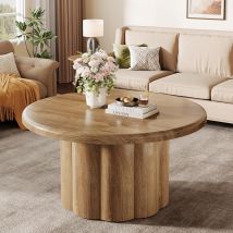 Tribesigns Mesa De Centro Redonda, 80 Cm, Mesa Redonda De Madera, Moderno Acento De Madera, Mesa Central, Sofá, Mesa Auxiliar Para Sala De Estar, 