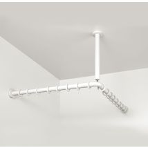Duschvorhangstange L-Form 800mm – Nylon (Polyamid) – Aluminium – Deckenabhängung – 16 Vorhangringe – kürzbar