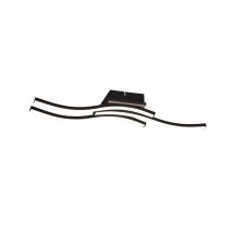 Reality Leuchten - Route Plafoniera Led 15w 1000lm, 3000k 3 Bacchette Ondulate Antracite Con Effetto Legno L. 56cm