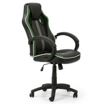 Vs Venta-stock - Sedia Da Ufficio Formula Sollevabile E Reclinabile Rivestita In Ecopelle E Tessuto Rete, Colore Nero E Verde Braccioli Imbottiti