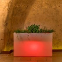 Blumenkübel Lampe Eckig 90x30 Cm Höhe Mod. Flowerpot Top Led Mit Rote Lampe