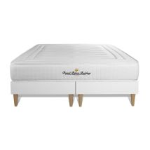 Royal Palace Bedding - Base Tapizada Blanco + Colchón Con Espuma Viscoelástica 2x100x200