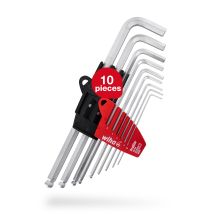 Toolland - Wiha L-key Set With Prostar Holder (07192) 9 Pcs. Internal Hexagon Set With Ball End Internal Hexagon Key 1.5/ 2/ 2.5/ 3/ 4/ 5/ 6/ 8/ 10