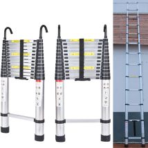 Briefness - 16.5ft Extension Ladder Telescopic Step Ladders Loft Attic Collapsible Detachable Hook