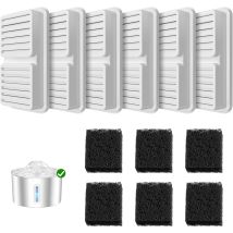 Set Di 12 Filtri Per Fontanelle Per Gatti: Include 6 Filtri A Carbone Attivo + 6 Filtri In Schiuma. Filtro Per Fontanelle Per Gatti Da 2,2 L. 