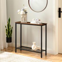 Console Table, Narrow Console Table For Hallway, Entryway Table With 2 Shelves, Industrial Display Table, Slim Side Table For Living Room, Bedroom, 