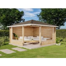 5-eck Gartenlaube Maik-40 Gartenlaube Aus Holz, Blockhaus Mit 40 Mm Wandstärke, Holzhaus Mit Montagematerial - Alpholz