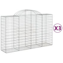 Lutec - Cestas De Gaviones Muro De Contención Arqueado Valla De Jaula 3 Piezas 200 X 50 X 120/140 Cm Hierro Galvanizado Plata 020040746