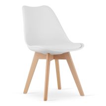 Sedia Da Sala Da Pranzo Mark - 49x48x82cm - Ecopelle - Gambe In Faggio - Bianco