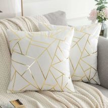 Swyeoot - White Sofa Cushion Cover 40 X 40 Geometric Pattern Cushion Deco Cousin Decorative Living Room Set Of 2 Cushion Cover