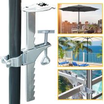Jalleria - Balkon-sonnenschirmhalter, Balkongeländer, Verlängerter Clip, Sonnenschirmhalter Aus Verzinktem Stahl, Verstellbarer Sonnenschirmhalter Für