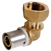 Codo PER para crimpado – Tuerca giratoria 20x27 – Ø25 mm – 3519610018505