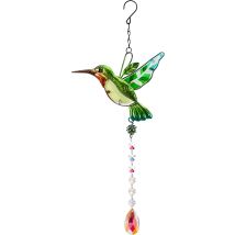 Mowze - Crystal Window Suncatcher Cute Green Hummingbird Prisms Chandelier For Home Garden Office Car Pendant Wedding