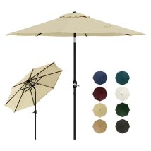 Parasol 2,15m Tilt & Manivelle, Upf50+ Polyester, Structure Anti-rouille, 6 Baleines Renforcées, Terrasse, Jardin, Balcon, Noir