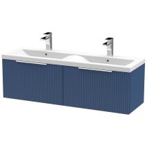 Bathroom Double Vanity Unit Wall Mounted Basin Sink 1200mm Cabinet Drawer Blue