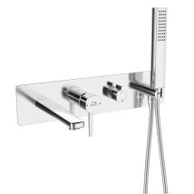 Grifo De Bañera Empotrado Cromado Laveo Pola Con Juego De Ducha