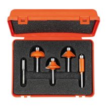 CMT – Estuche de 5 fresas rectas y de perfil S=8 HW para trabajos de carpintería y bricolaje