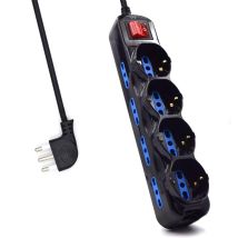 Ew3855 Multipresa Elettrica 12 Posti 4 Polivalenti (schuko 10/16a) E 8 Bivalenti Ita 10/16a, Spina 16a, Cavo 1.5 Mt, Colore Nero - Ewent