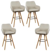 Skecten Set De 4 Taburetes De Bar, Taburetes Altos De Cocina, Asiento Acolchado, Beige