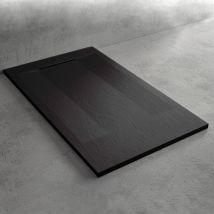 Mineralguss-duschwanne Extra Flach Suez Schieferoptik Schwarz 70x160 Cm