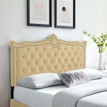 Casa - Lika Cream Plush King 26 Inch Strutted Headboard