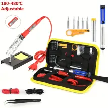 Set 80 W Elektrisches Lötkolben-set, 220 V, 80 W, Verstellbar 180–480 Grad, Für Elektronische Heimwerker-sets, Mit 5 Spitzen, Lötdraht, 