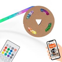 Ner - Striscia Led Rgbic 5m, Banda Luminosa Rgbic Magica Accorciabile, Controllo App, Telecomando, Sensore Musicale, Controllo Vocale, Banda Led, 
