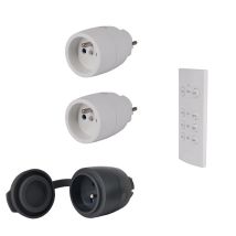 GAO – Set mit 2 Innensteckdosen und 1 Außensteckdose – 230 V, 16 A, 433,92 MHz, IP44 – Fernbedienung, Kindersicherung