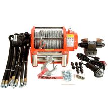 15,000lb (6,804kg) Original Orange Hydraulic Winch. 25m X 12 Mm Steel Rope. 1/2 Inch Clevis Hook. 24v Control System.