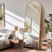 Lunamirror - Gebogener Ganzkörperspiegel 161 X 52 Cm, Großer Stand- Und Wandspiegel, Für Schlafzimmer, Wohnzimmer, Flur & Eingangsbereich, Gold