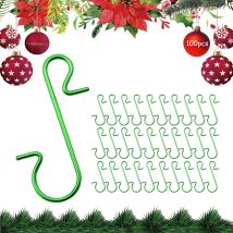 100 Pièces Crochet Boule De Noel, Crochets D'Ornement De Noël Cintre En Forme De S Pour La Décoration D'Arbre De Noël (vert)