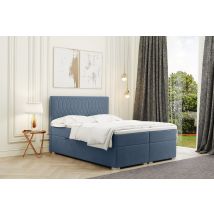 Möbel Boxspringbett Mit Bettkasten Und Matratze + Topper Rimini Stoff Riviera Hellblau 120x20 - Kaiser