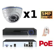 Kit Vidéo-surveillance 1 Caméra Dome Ip Fullhd+ 5mp Poe