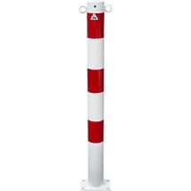 Paletto di sbarramento in acciaio zincato a fuoco 900 mm Ø 76 mm bianco/rosso – Schake