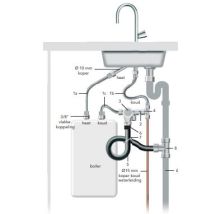 TTulpe Anschlussset für Warmwasserbereiter 6 bar – Hochdruckwasserschläuche 0,5 m – Kupferrohr Ø15 mm – Messing-T-Stück 3 x 15