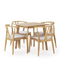 Vs Venta-stock - Set Tavolo 80x80 Cm E 4 Sedie Da Pranzo Rustic Rovere