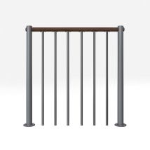 Ringhiera Per Scala Diritta - Grigio - Acciaio Verniciato A Polvere - Lunghezza 1 M - Corrimano In Legno Di Noce - Re-i-rv-bois-gn