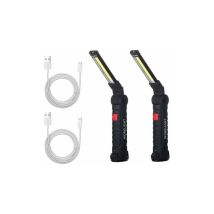 2 X Lampe De Travail Cob Baladeuse Led Rechargeable Lampe Atelier Cob Torche Lampe De Poche Lampe De Travail Baladeuse Led Avec Base Magnétique Lampe 